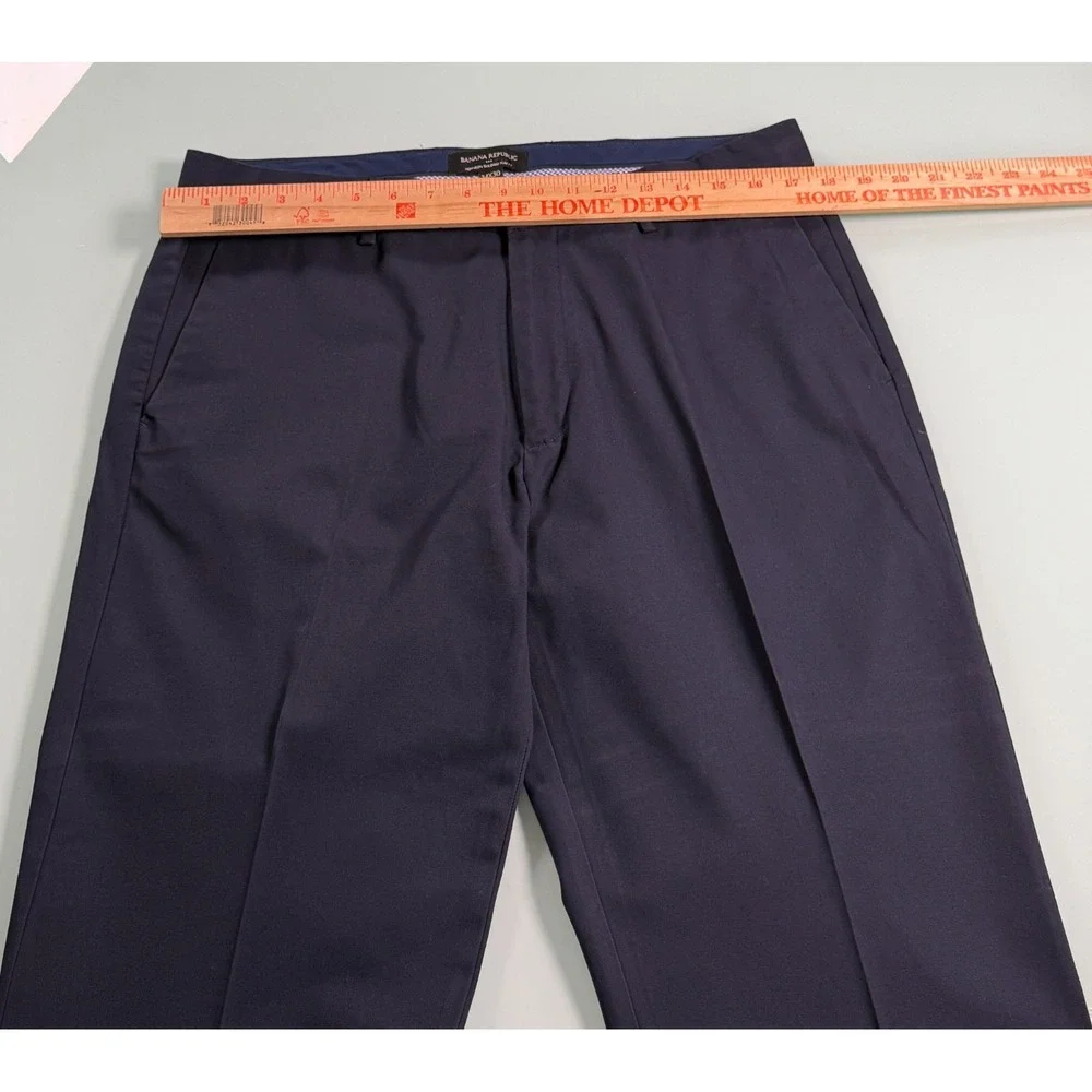Banana Republic Slim Fit Chino Pants Mens Navy Non-Iron Flat Front Preppy -34x30